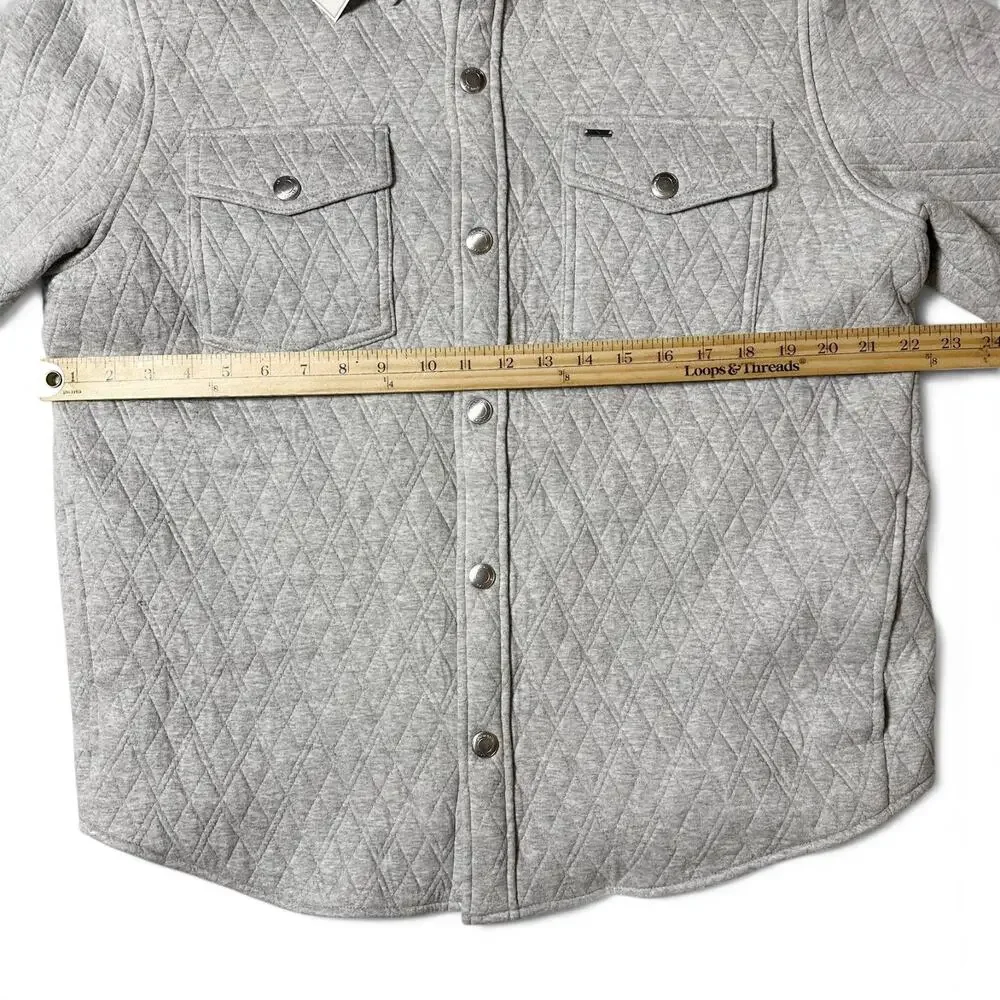 UNTUCKit Braunfield Quilted Knit Overshirt Jacket Mens Size M Lt. Gray NWT